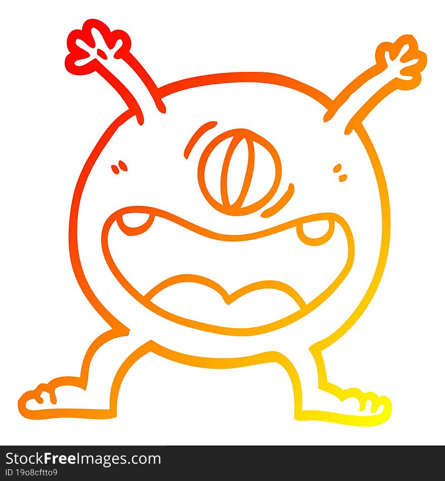 warm gradient line drawing cartoon monster