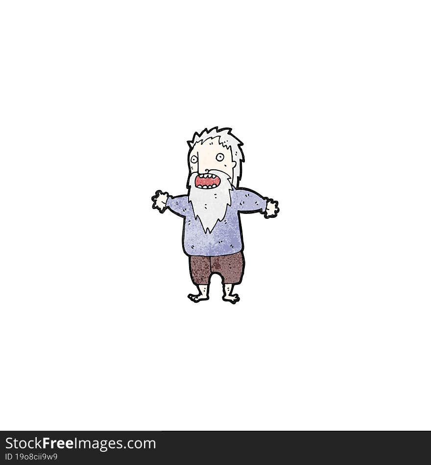 cartoon frightened old man