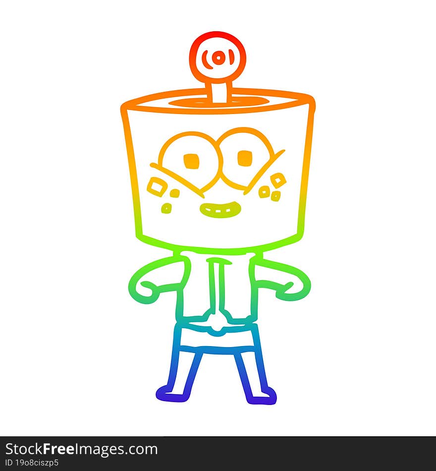 rainbow gradient line drawing happy cartoon robot