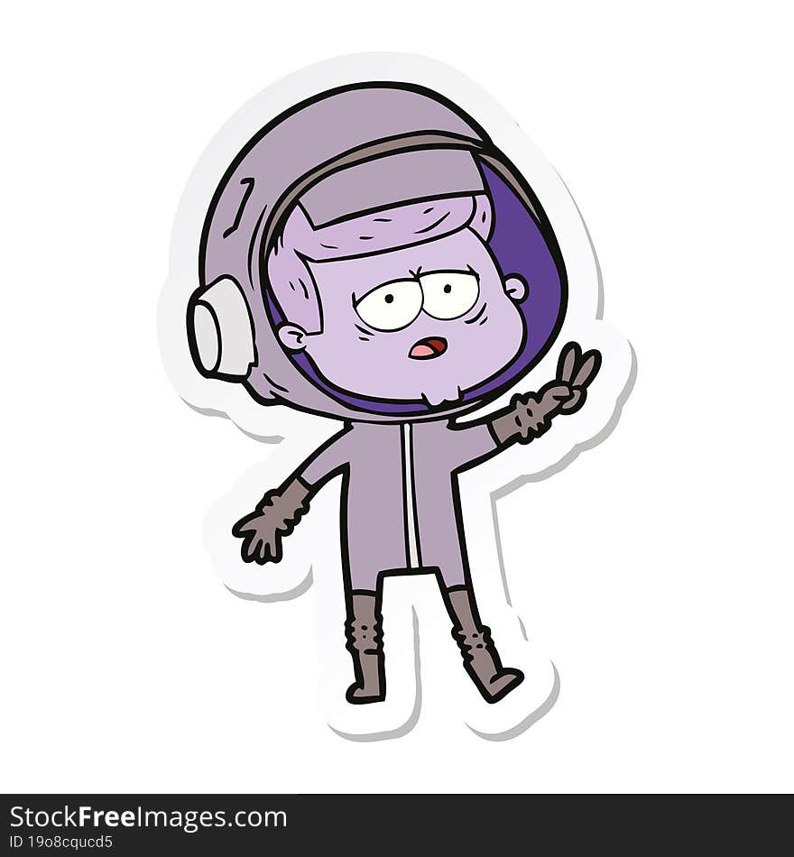 sticker of a cartoon tired astronaut