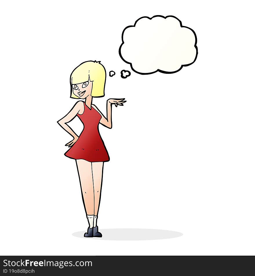 cartoon pretty woman with thought bubble