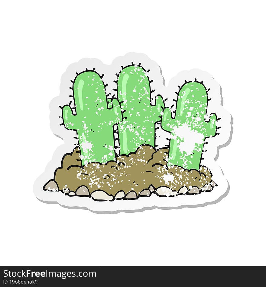 retro distressed sticker of a cartoon cactus