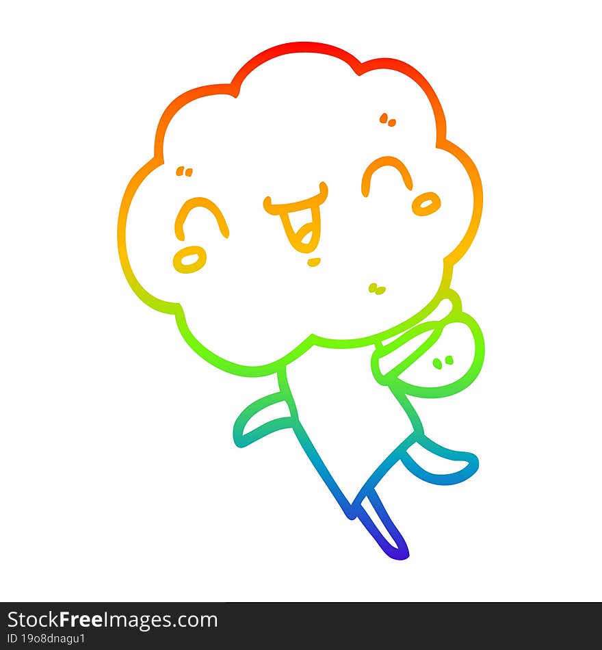 rainbow gradient line drawing cute cartoon cloud head creature