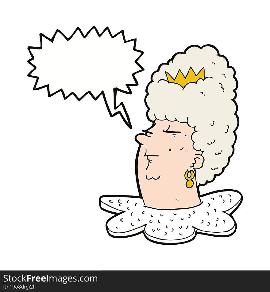 Cartoon Queen Head With Speech Bubble