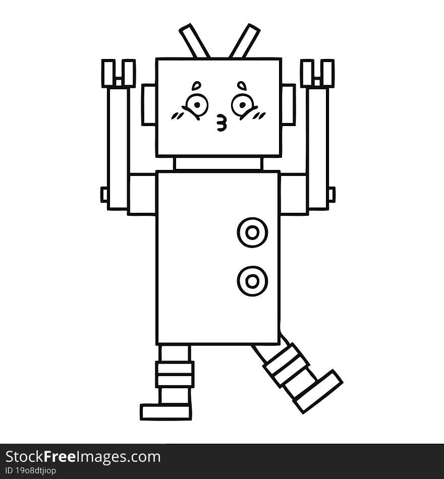 Line Drawing Cartoon Robot