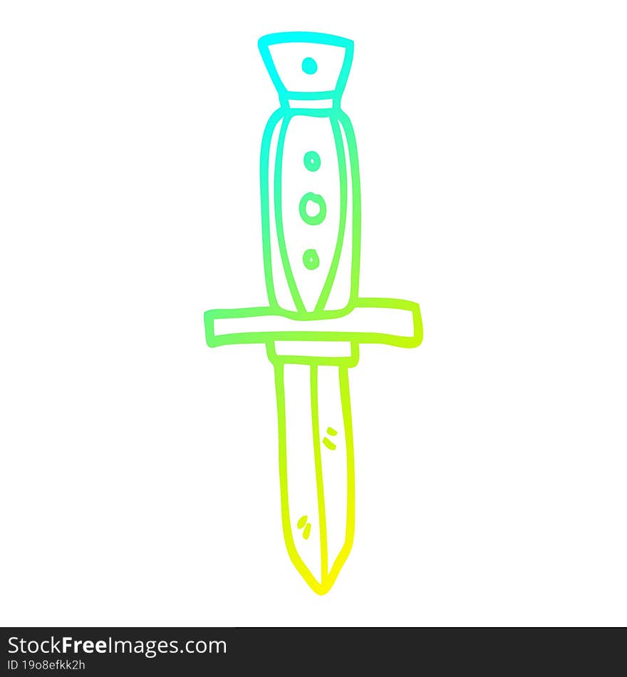 cold gradient line drawing cartoon tattoo dagger symbol