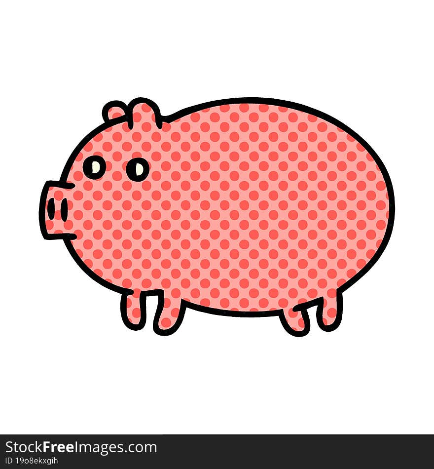 comic book style cartoon fat pig