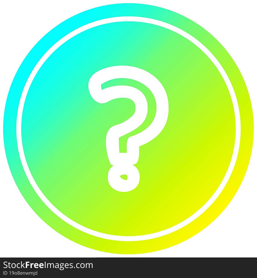 Question Mark Circular In Cold Gradient Spectrum