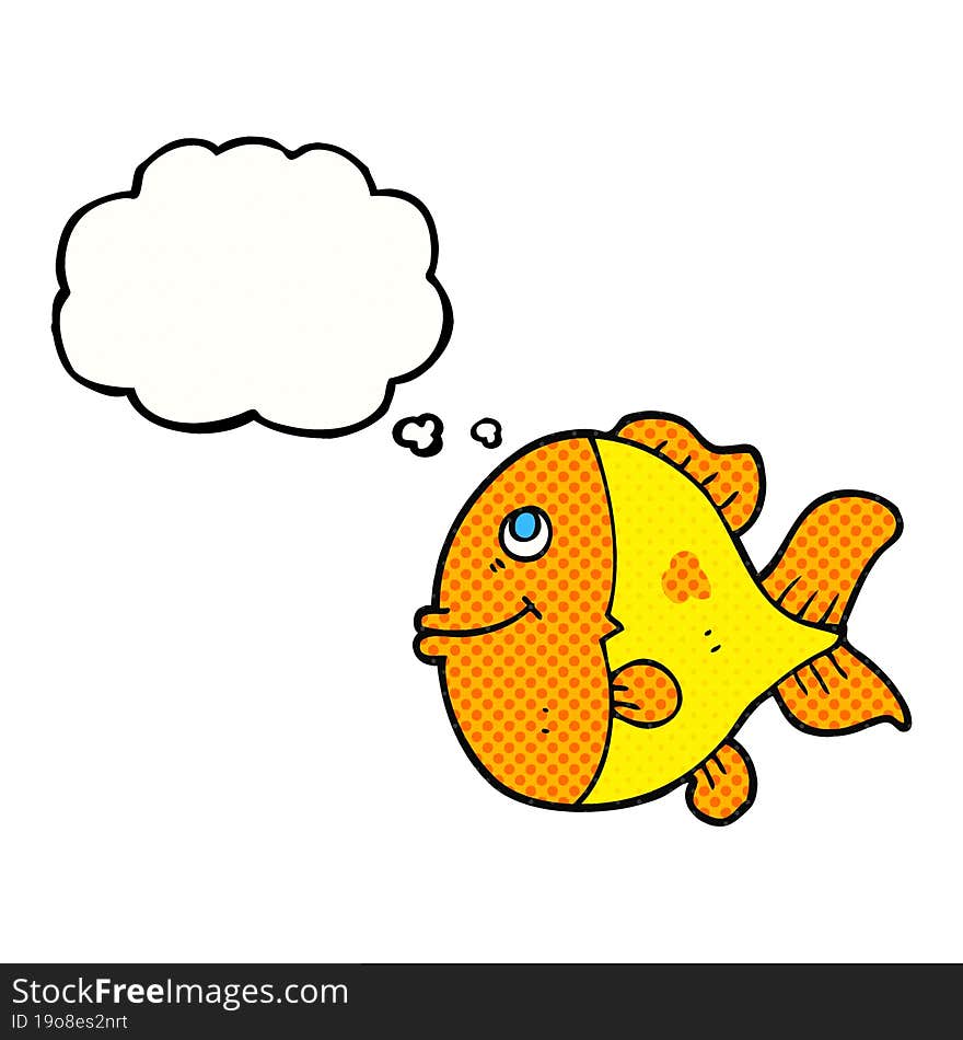 freehand drawn thought bubble cartoon fish