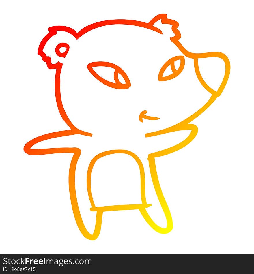 warm gradient line drawing of a cute cartoon bear