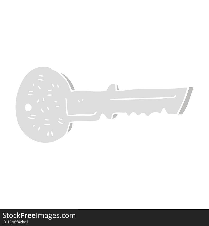 Flat Color Illustration Of A Cartoon Door Key