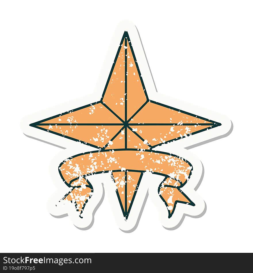 Grunge Sticker With Banner Of A Star