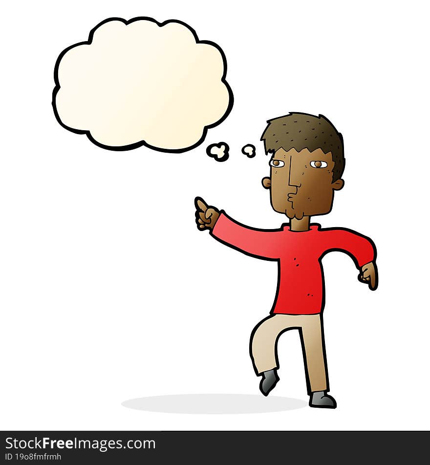 Cartoon Dancing Man With Thought Bubble