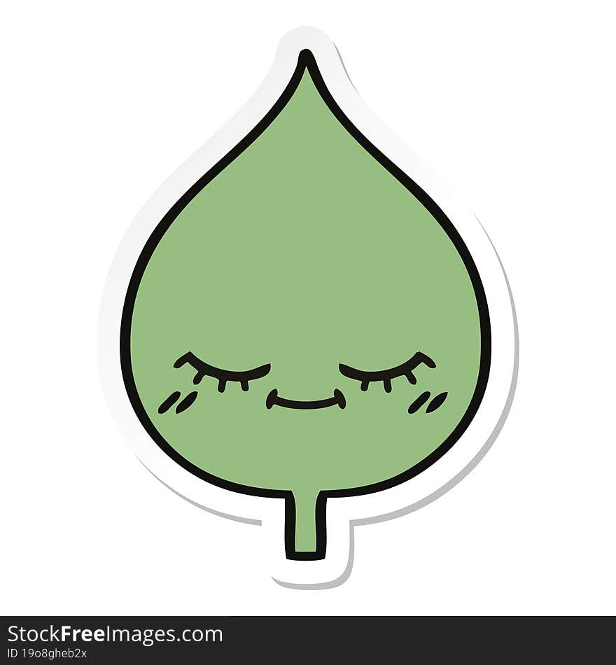 sticker of a cute cartoon expressional leaf