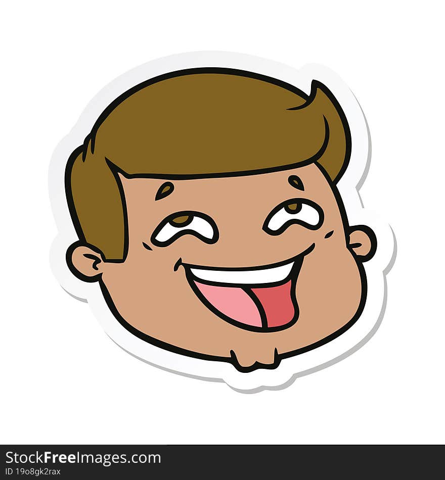 sticker of a happy cartoon male face