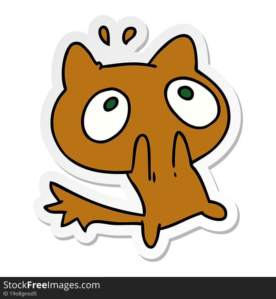 sticker cartoon kawaii of a shocked cat