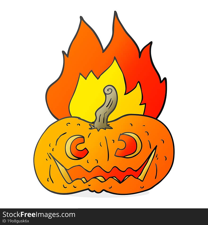 Cartoon Flaming Halloween Pumpkin