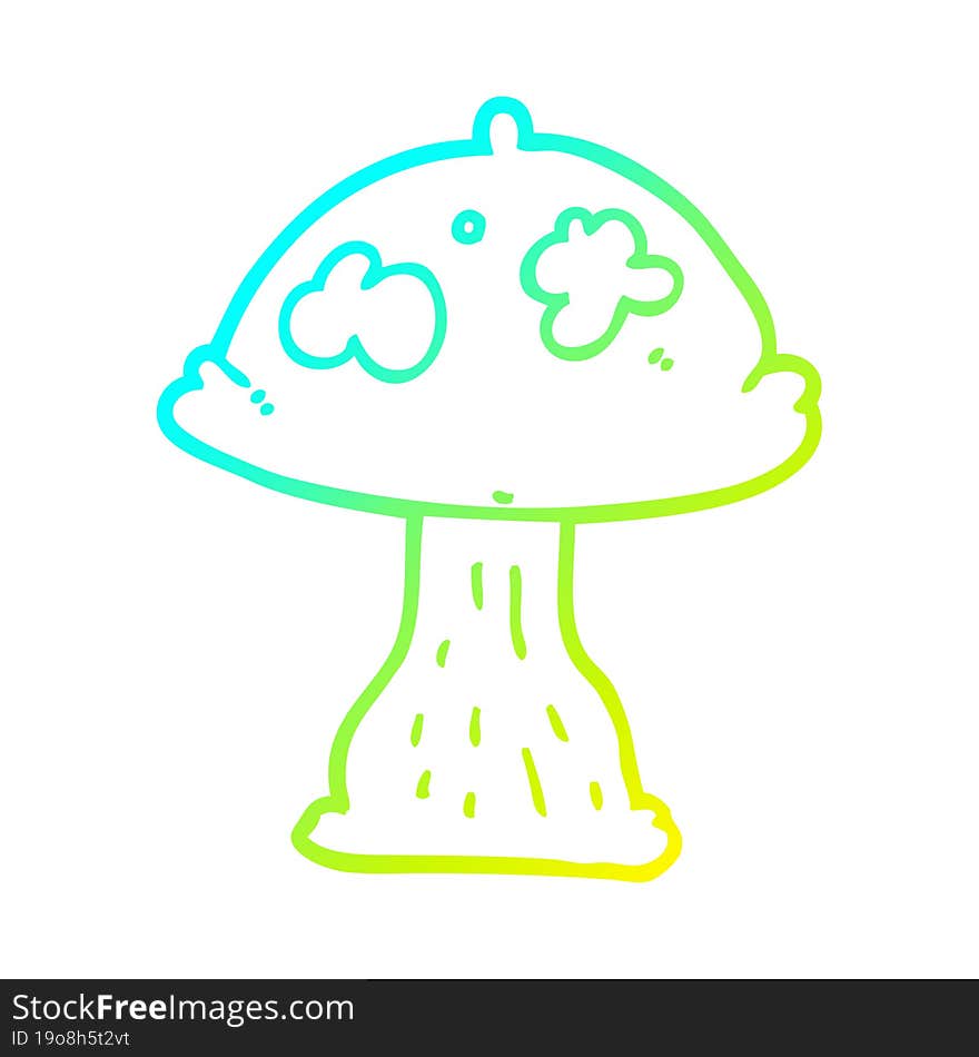 cold gradient line drawing of a cartoon mushroom