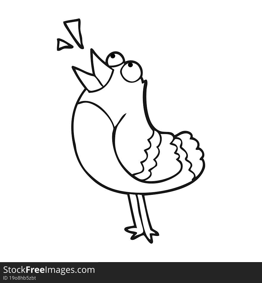 black and white cartoon bird