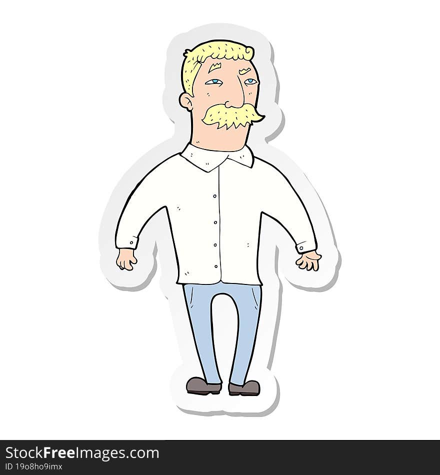 Sticker Of A Cartoon Man With Mustache