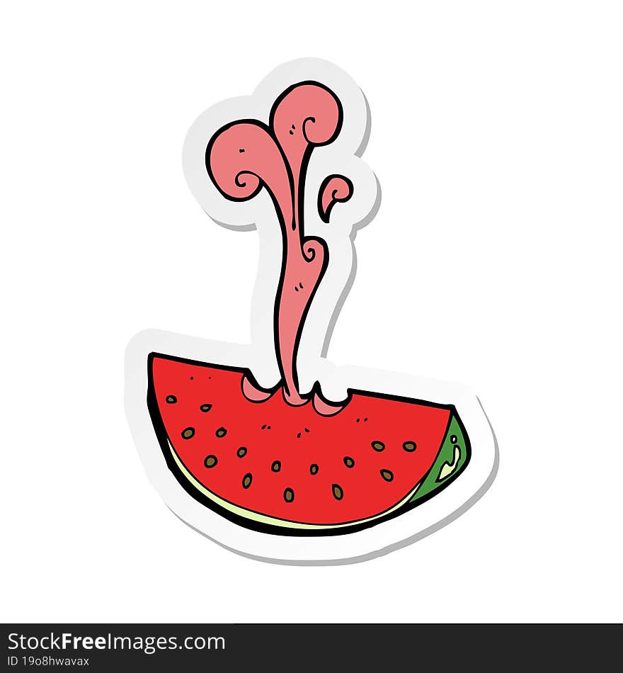 sticker of a cartoon squirting watermelon