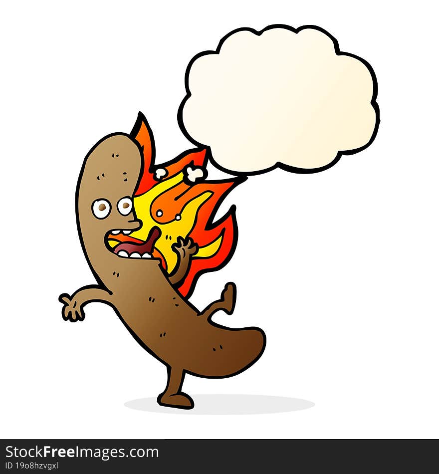 crazy cartoon sausage with thought bubble