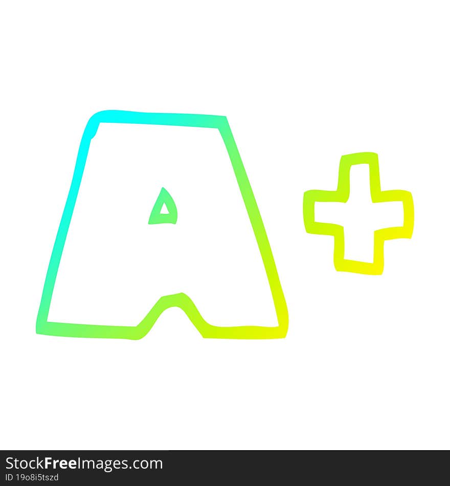 cold gradient line drawing of a cartoon letter grades