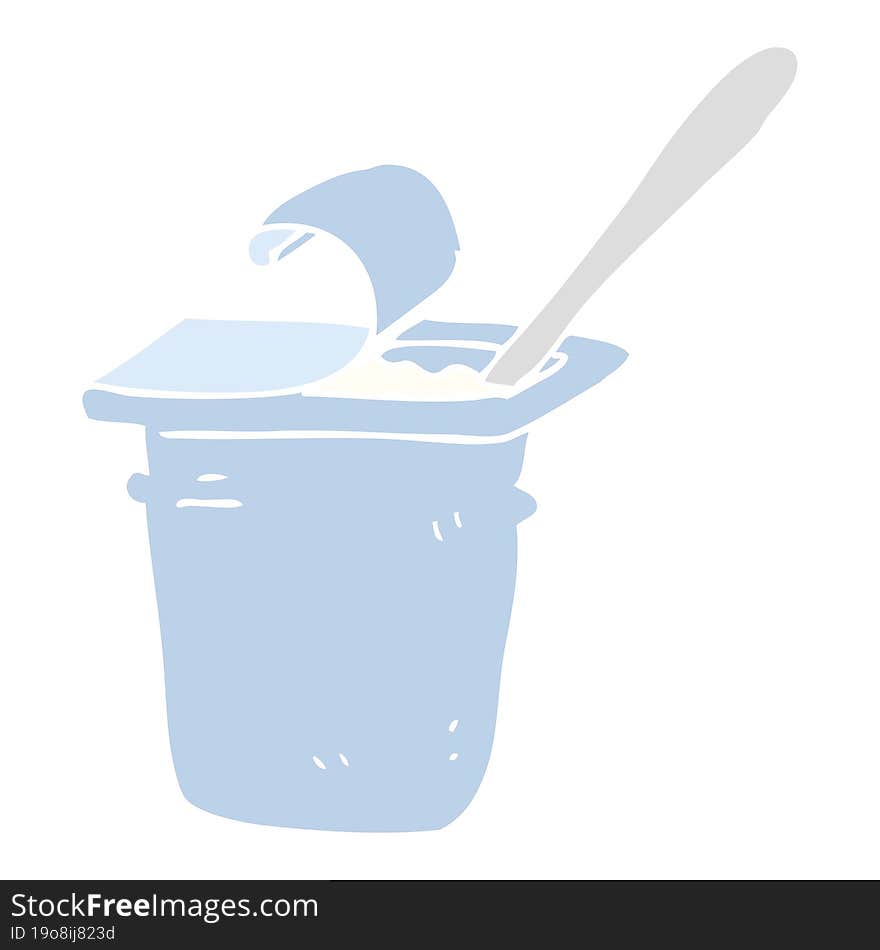 flat color illustration of a cartoon yogurt