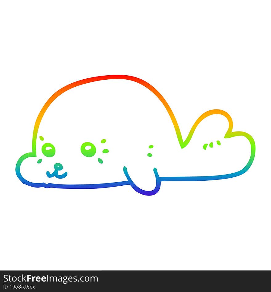 rainbow gradient line drawing cartoon baby seal