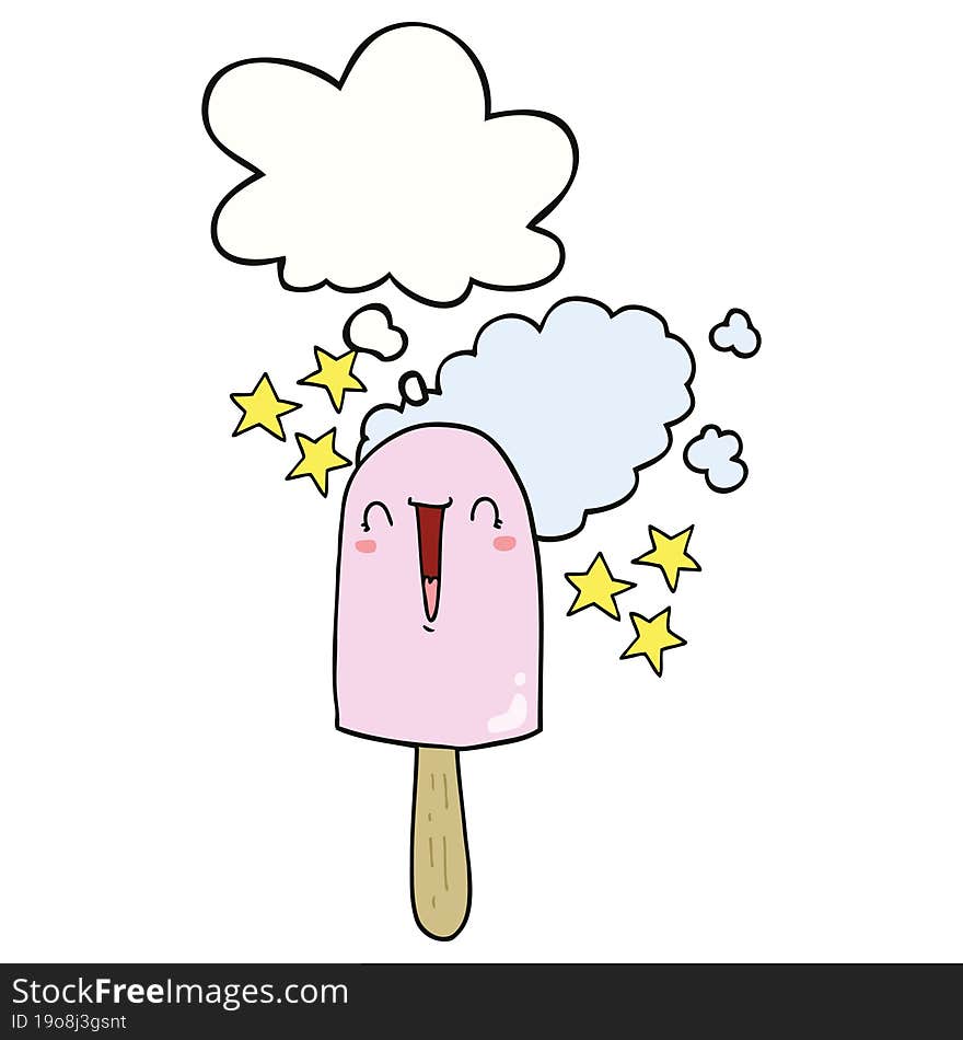 Cute Cartoon Ice Lolly And Thought Bubble