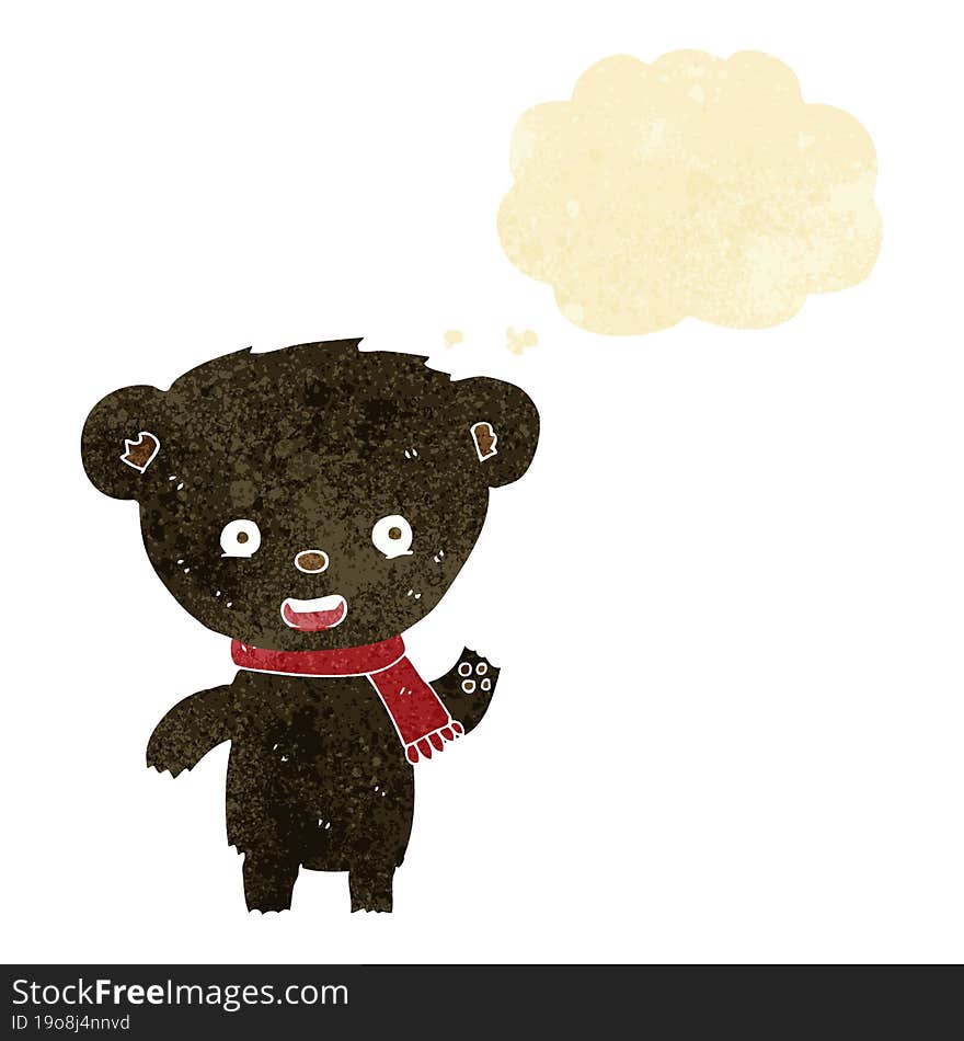 cartoon cute black bear with thought bubble