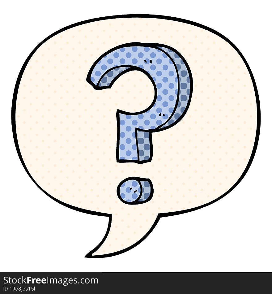 cartoon question mark and speech bubble in comic book style