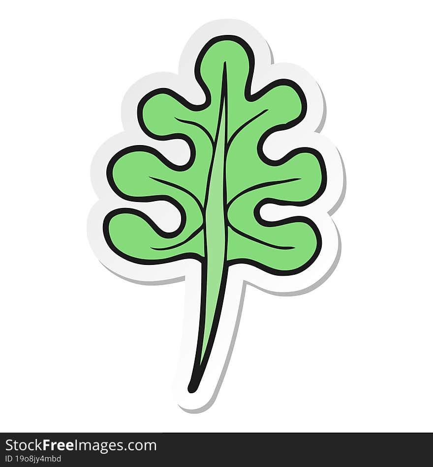 sticker of a cartoon leaf