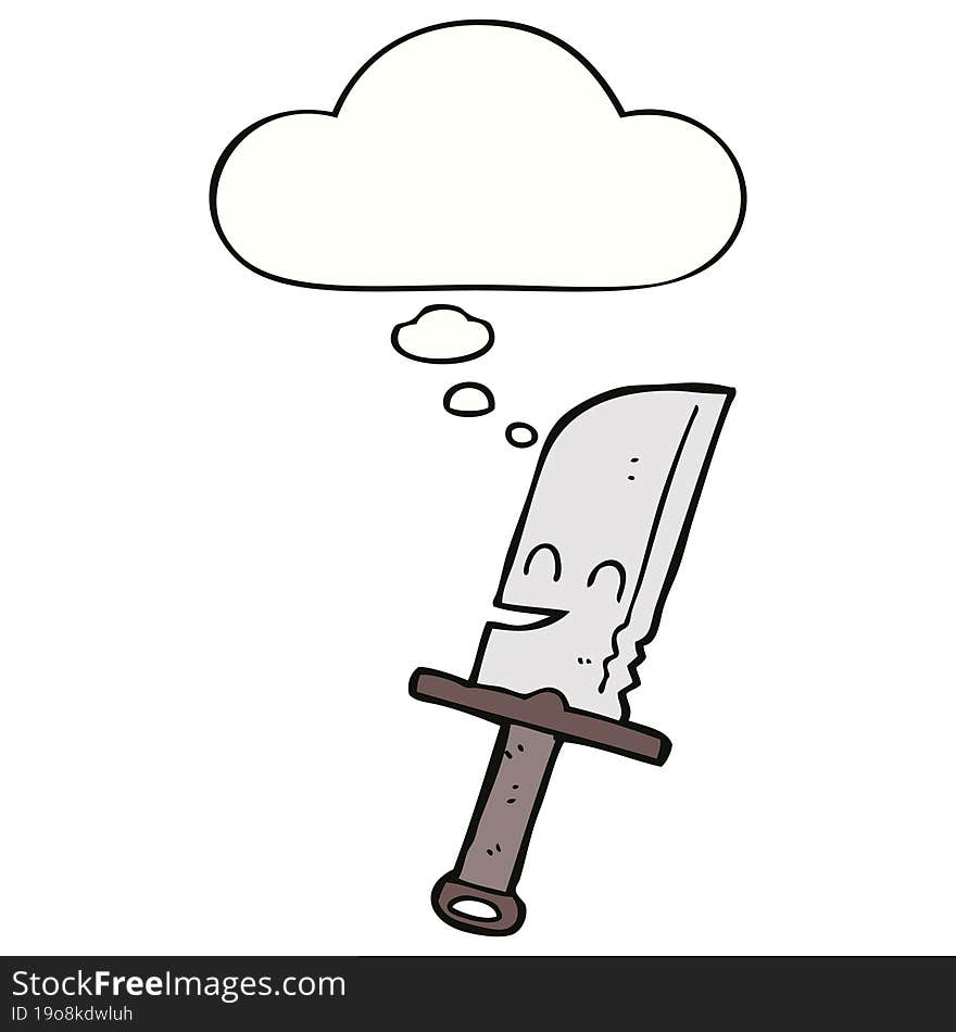 cartoon knife and thought bubble