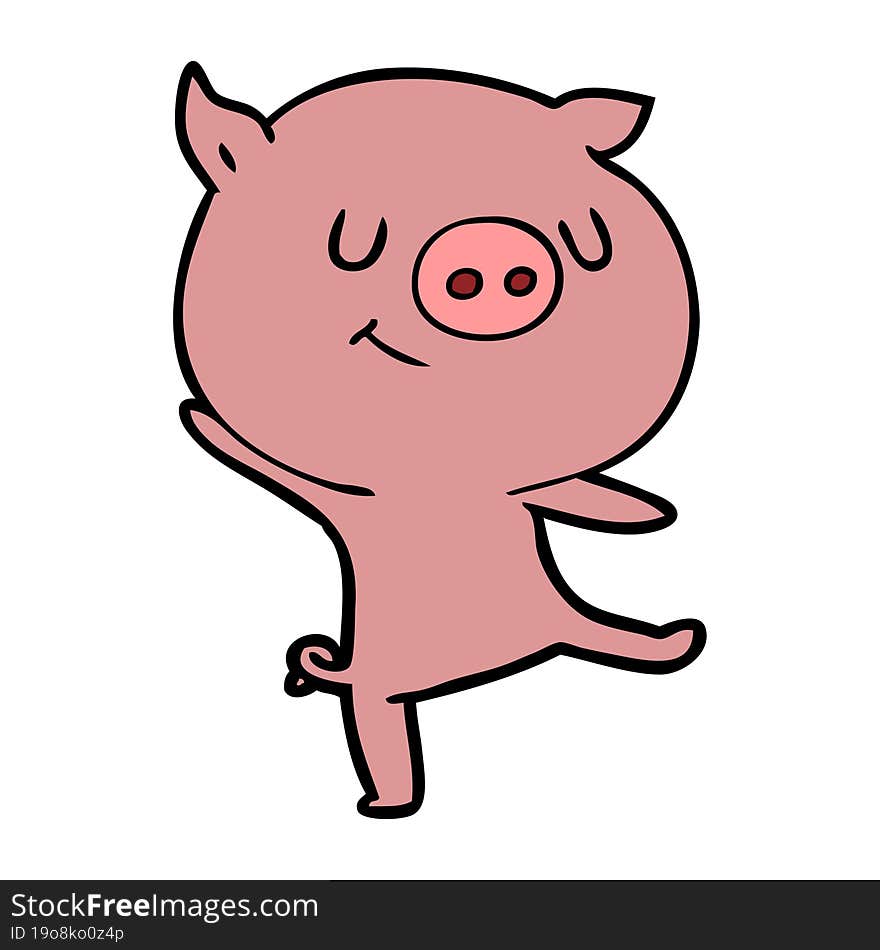 happy cartoon pig. happy cartoon pig