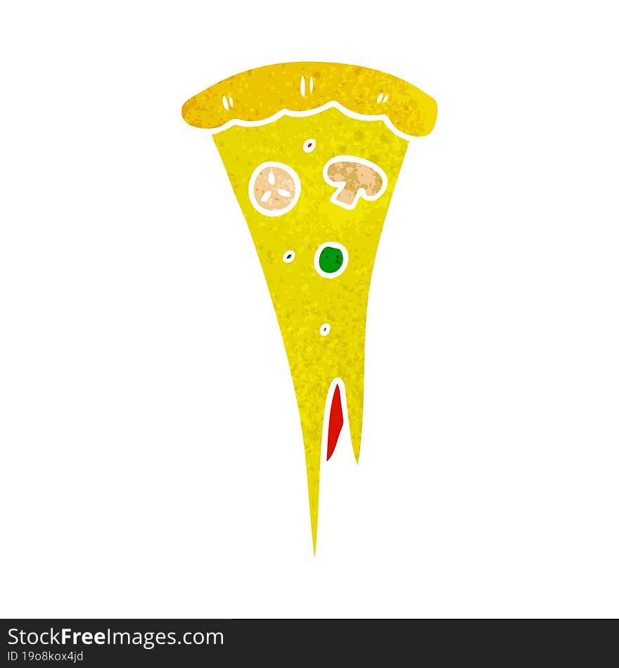 Retro Cartoon Doodle Of A Slice Of Pizza