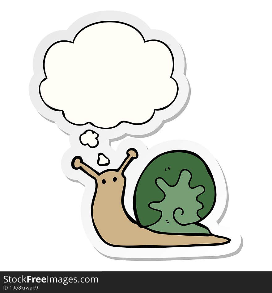 cartoon snail with thought bubble as a printed sticker