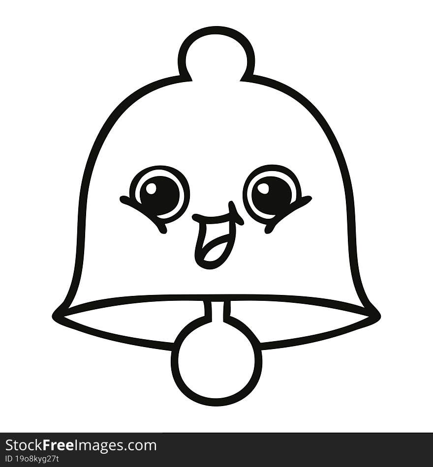 line drawing cartoon of a bell. line drawing cartoon of a bell