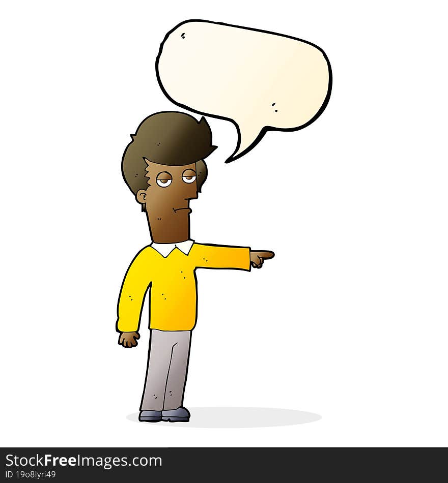 cartoon pointing man with speech bubble