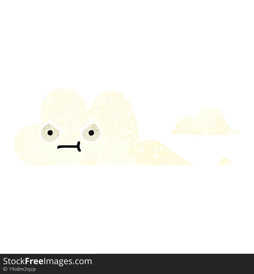 retro illustration style cartoon white cloud