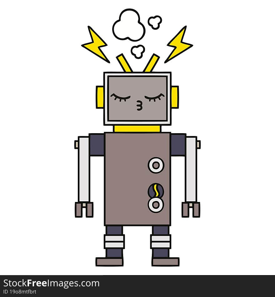 cute cartoon of a malfunctioning robot