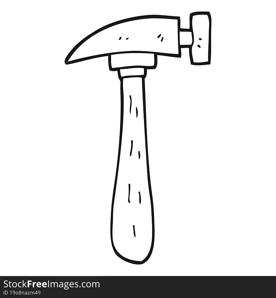 freehand drawn black and white cartoon hammer