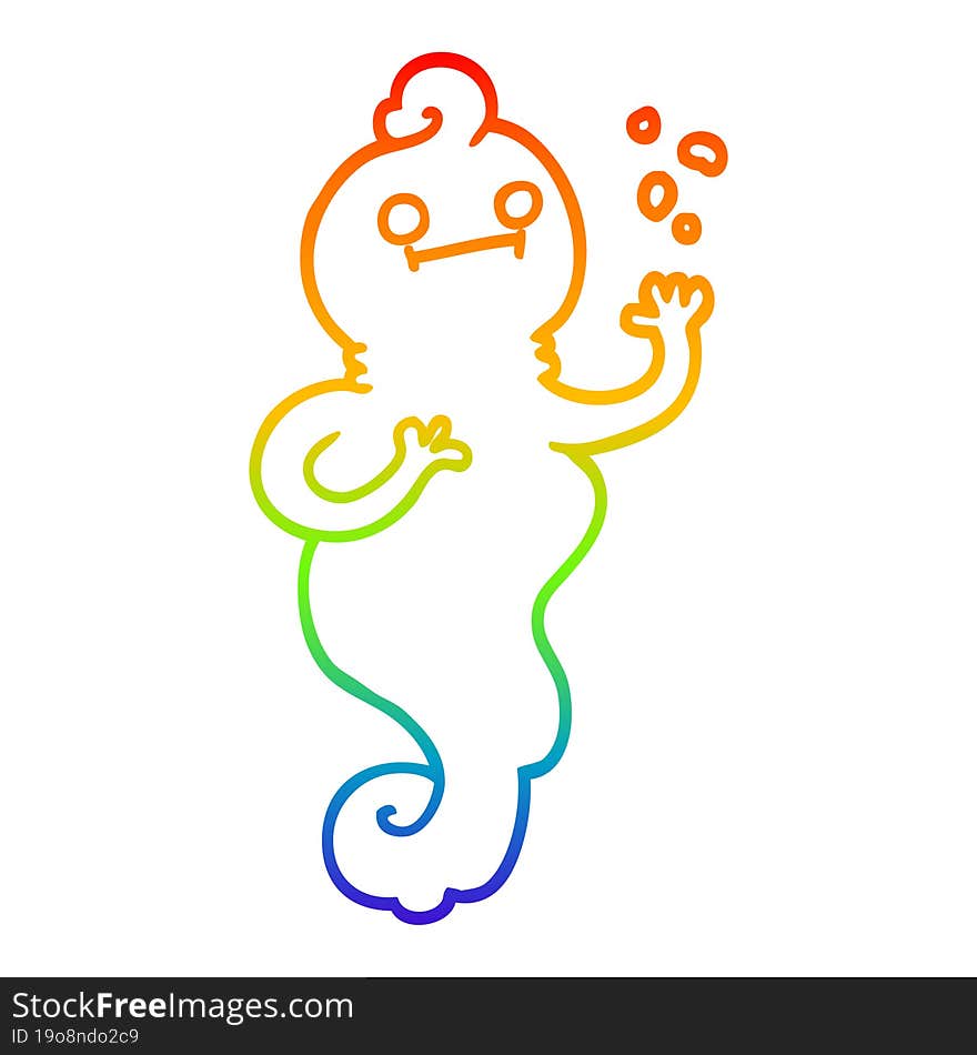 rainbow gradient line drawing cartoon spooky ghost