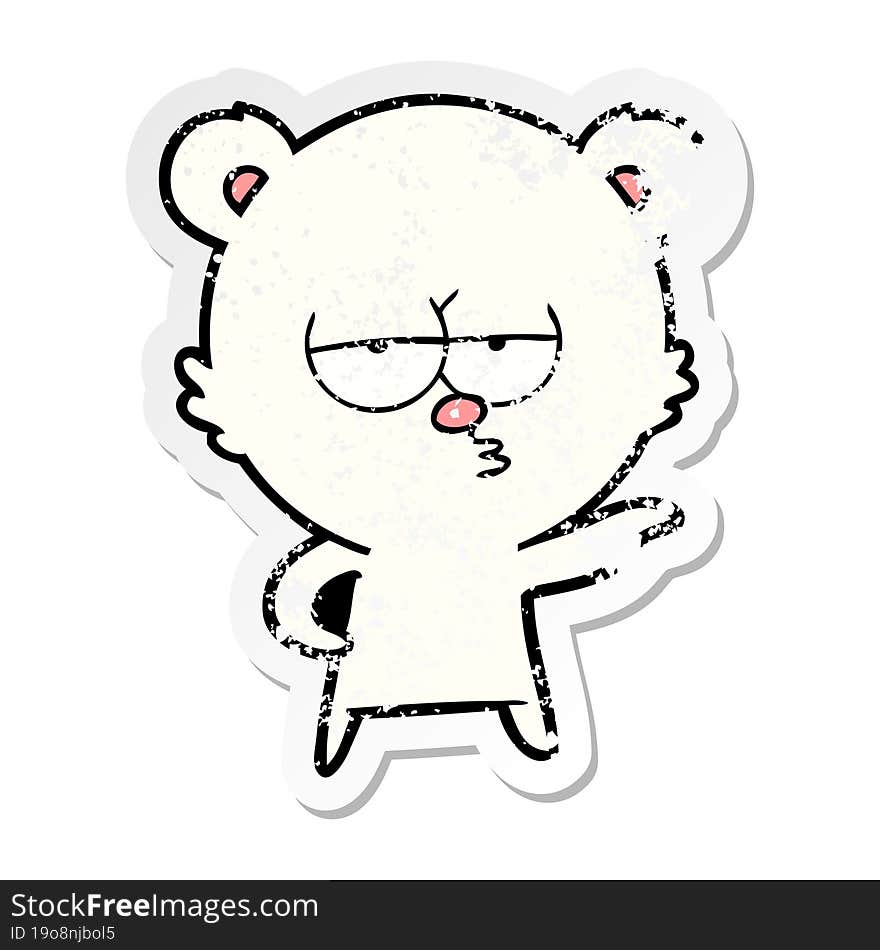 distressed sticker of a bored polar bear cartoon