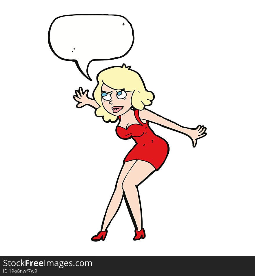 cartoon female spy with speech bubble