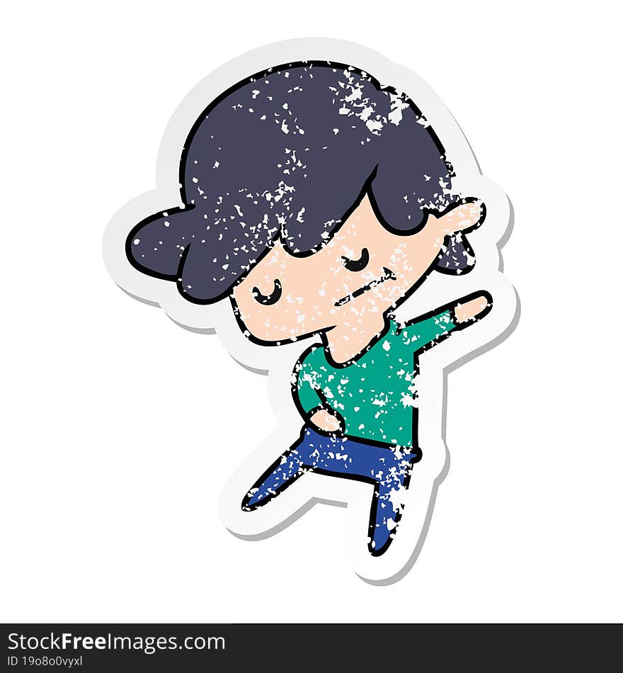 distressed sticker cartoon of a kawaii cute boy