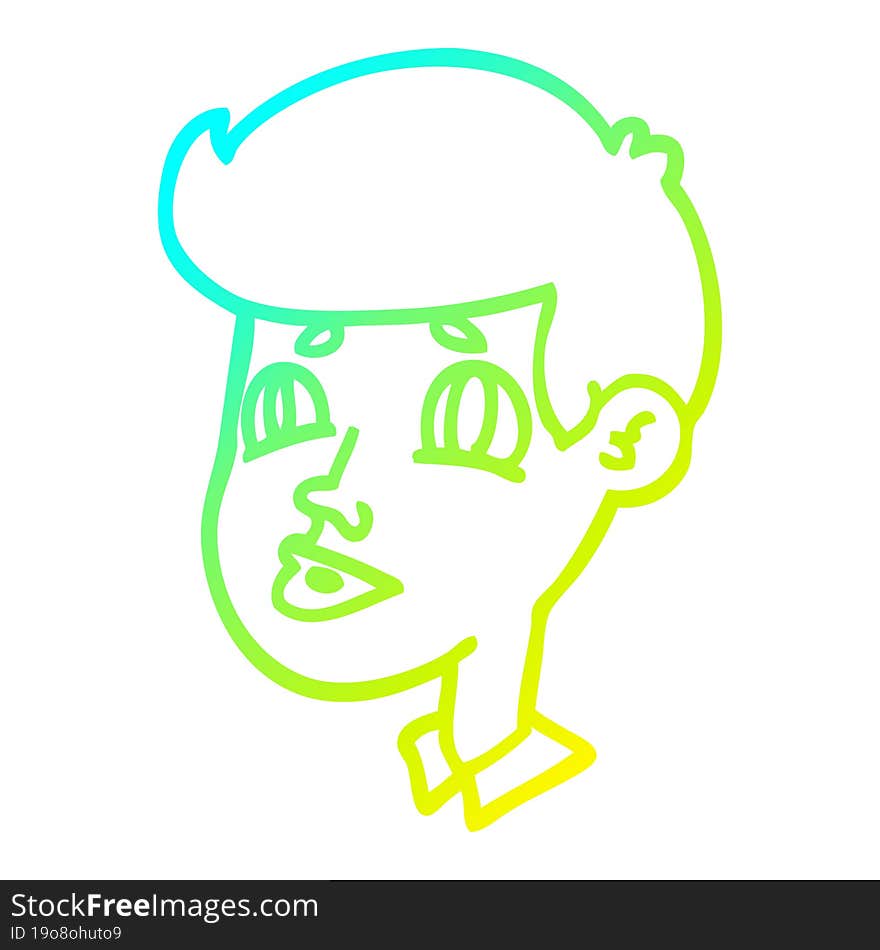 cold gradient line drawing cartoon boy face