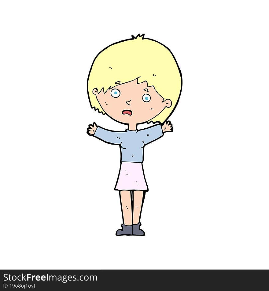 cartoon worried woman