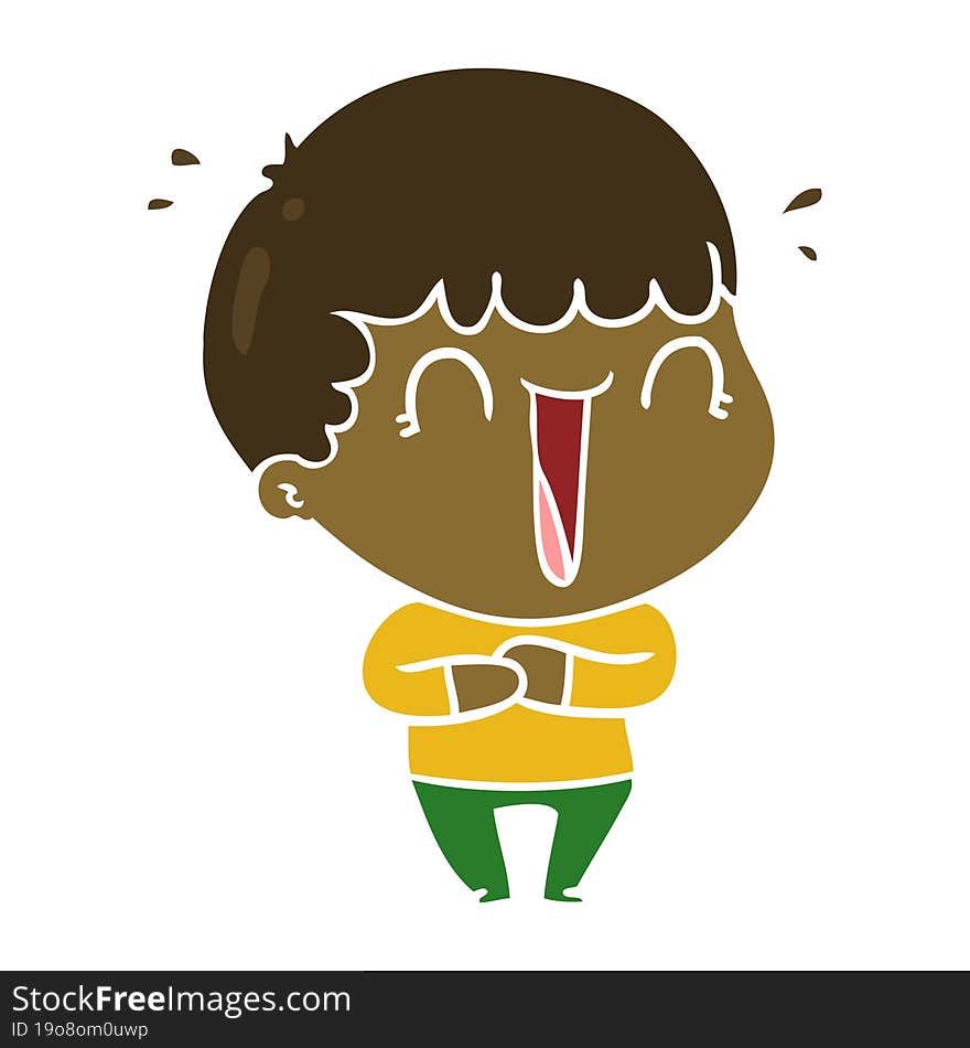 Laughing Flat Color Style Cartoon Man