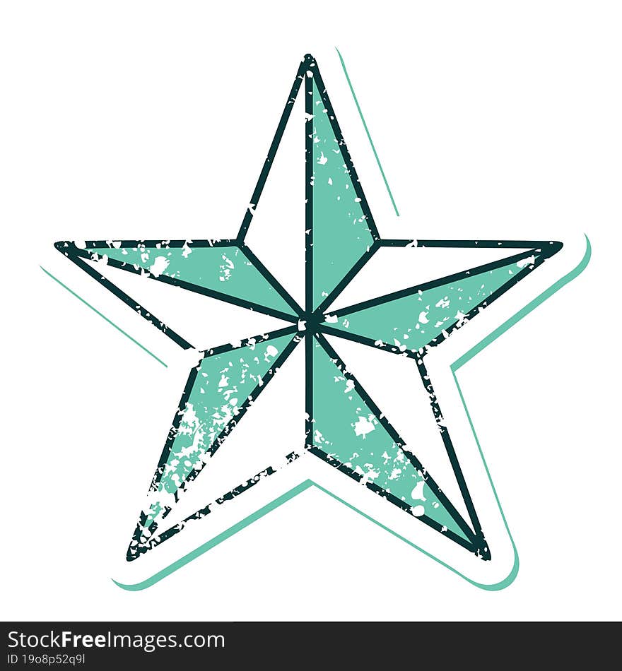 distressed sticker tattoo style icon of a star